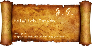 Heimlich István névjegykártya